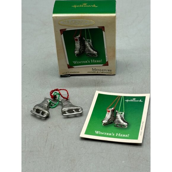 Hallmark Keepsake Miniature Ornament 2002 Winters Here Ice Skates Used READ - Picture 4 of 4